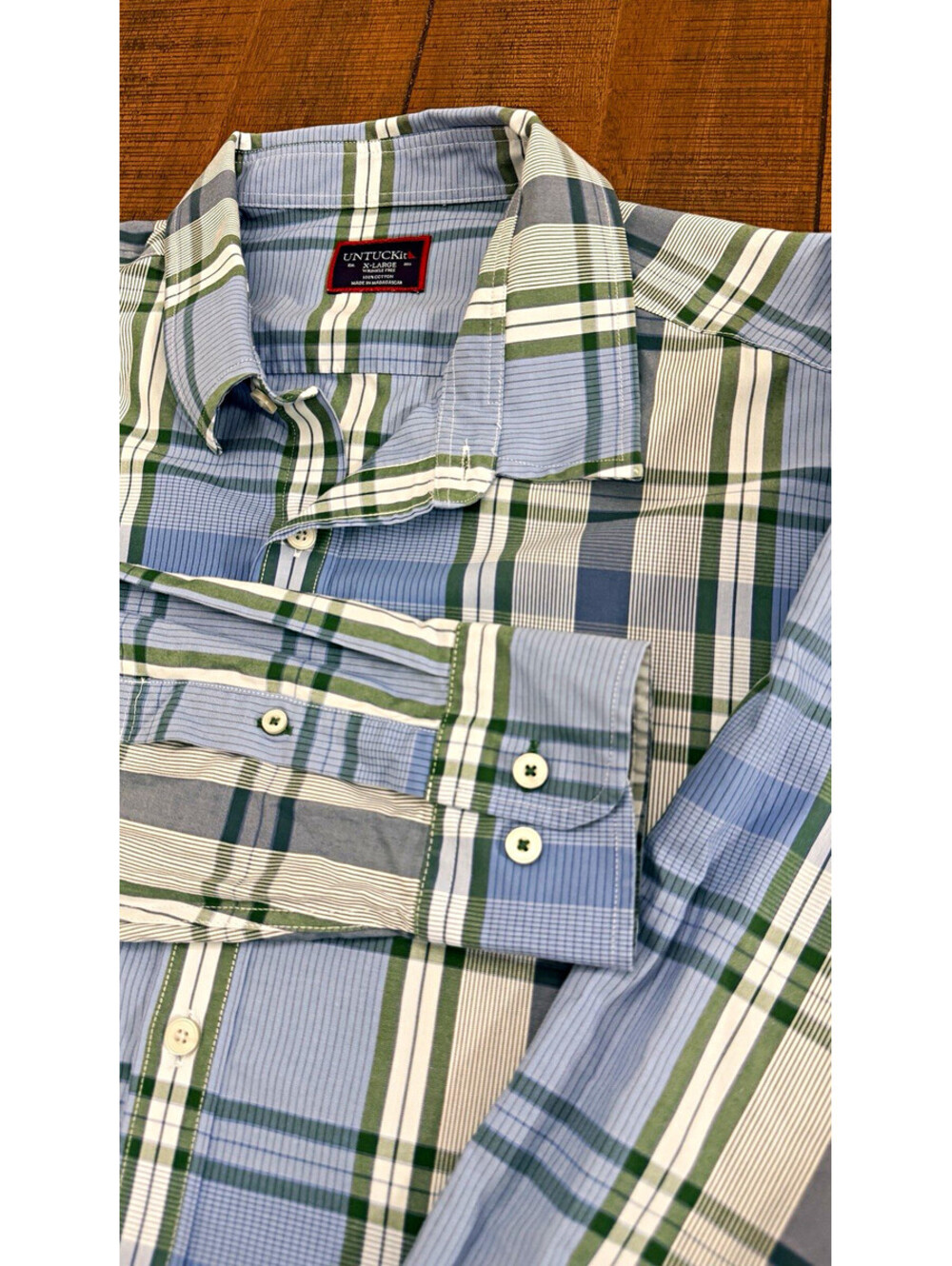 UNTUCKit Men’s XL Plaid Cotton Woven Long Sleeve Button-Up